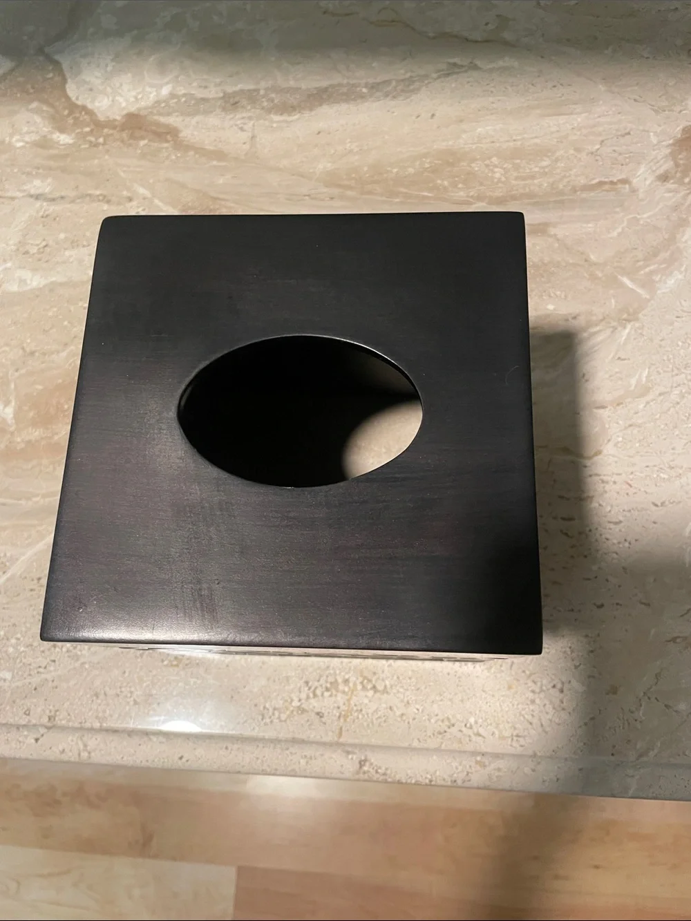 Contemporary Geometric Square Brown and Gold Accent Tissue Holder Cover